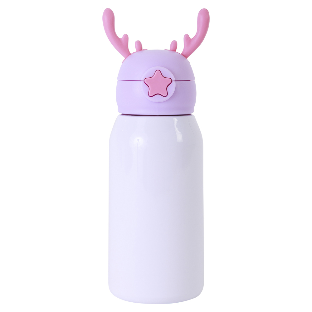 Garrafa Térmica Inox Para Sublimação Alce Tampa Rosa De 500Ml